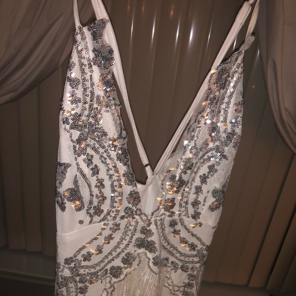 White and silver romper